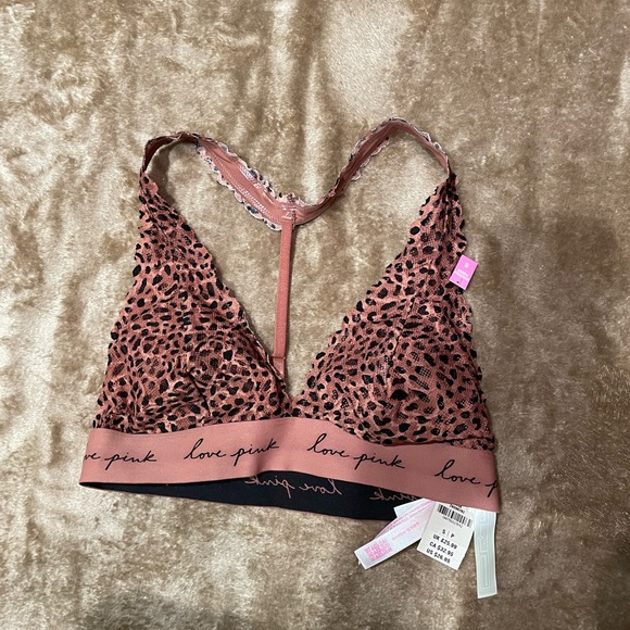 Victoria's Secret PINK Leopard Print Lace Bralette Size Small NWT - Picture 1 of 4